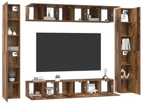 Conjunto de móvel de TV 10 pcs Madeira antiga 30.5 x 30 x 90 cm