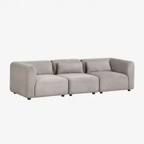 Sofá Modular De 3 Peças Fogler Bombazina Cinzento Toupeira Claro - Sklum