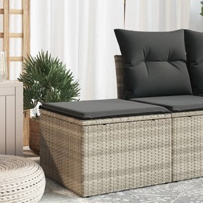vidaXL Banco de jardim com almofada 55x55x37 cm vime PE cinzento claro