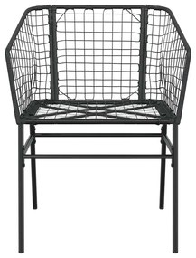 Conjunto de jantar jardim 7 peças vidro vime PE preto