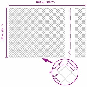 Cerca Prateado 10 x 1.5 m Aço galvanizado