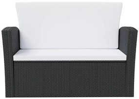 8 pcs conjunto lounge de jardim c/ almofadões vime PE preto
