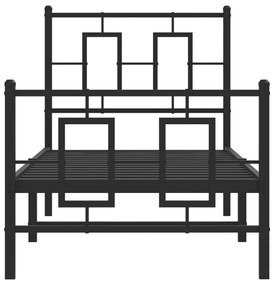 Estrutura de cama com cabeceira e pés 75x190 cm metal preto