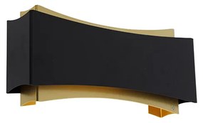 Candeeiro de parede moderno preto com dourado - Plats Moderno