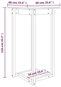 Mesa de bar 60x60x110 cm pinho maciço branco