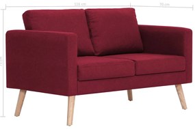 Sofá de 2 lugares em tecido vermelho tinto