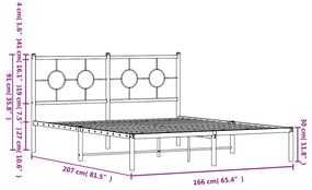 Estrutura de cama com cabeceira 160x200 cm metal preto