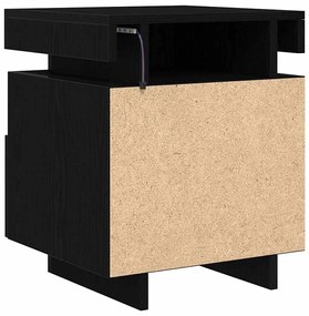 Mesa de cabeceira vidaXL com luzes LED 2 pcs Carvalho preto 40x39x48,5