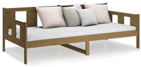 Sofá-cama 80x200 cm madeira de pinho maciça castanho-mel