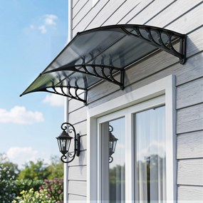 Toldo porta ou janela para Entradas, 197 x 89 x 24 cm, Proteção Anti-UV e Contra a Chuva, Cinzento-escuro