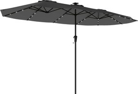 Outsunny Chapéu de Sol Duplo com 36 Luzes LED Solares 4x2 m Manivela UPF50+ Chapéu de Sol para Jardim Cinza Escuro | Aosom Portugal