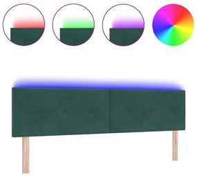 Cabeceira LED vidaXL Botão Tufted Verde Escuro 90 cm Veludo