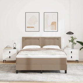 Cama Box Spring vidaXL com Colchão Cappuccino 140x200 cm Couro Sintéti