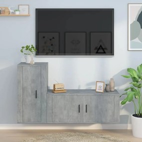 2 pcs conjunto móveis de TV derivados de madeira cinza cimento