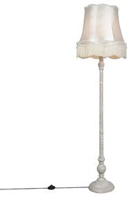 Candeeiro de pé cinzento com abajur creme - Classico Retro