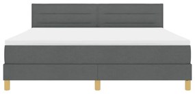 Cama Box com Colchão e LED Cinza Escuro 180x200 cm Tecido