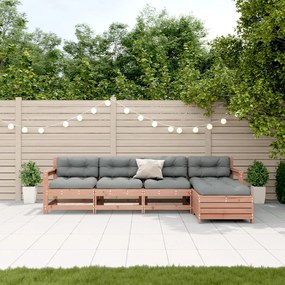 5 pcs conj. lounge jardim com almofadões madeira douglas maciça
