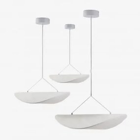Conjunto De 3 Candeeiros De Teto Led Em Tecido Zelvon Branco - Sklum