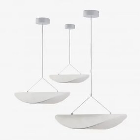 Conjunto De 3 Candeeiros De Teto Suspensos Led Em Tecido Zelvon Branco - Sklum