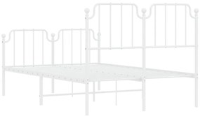 Estrutura de cama com cabeceira e pés 120x200 cm metal branco