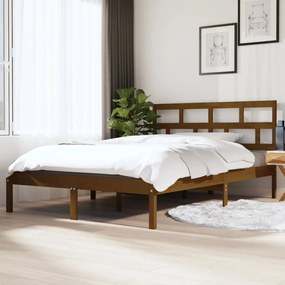 vidaXL Estrutura cama pequena de casal 120x190 cm madeira castanho-mel
