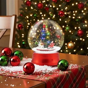Lâmpada musical natal de 150 cm Lâmpada com globo de neve em suporte com 8 tons vermelho