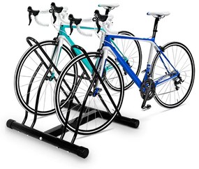 Suporte de bicicleta 2 lugares de chão de aço ou parede exterior 61,4x54x57,5cm Preto