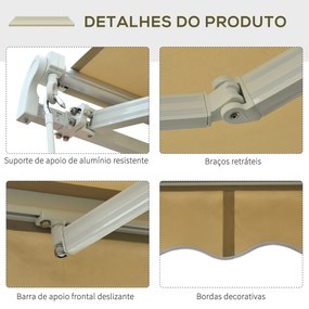 Outsunny Toldo Manual Dobrável de Alumínio Toldo para Varanda com Ângu