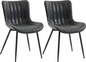 HOMCOM Conjunto de 2 cadeiras de sala de jantar com design moderno e capitonê para sala, sala de jantar, quarto, preto | Aosom Portugal