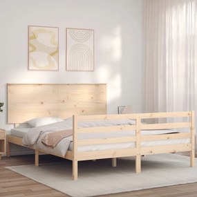 vidaXL Estrutura de cama com cabeceira 160x200 cm madeira maciça