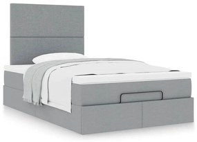 Estrutura cama otomana colchão 120x200 cm tecido cinzento claro