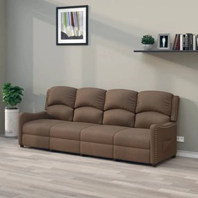 vidaXL Sofá reclinável de 4 lugares tecido cinzento-acastanhado