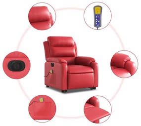 Poltrona reclinável elevatória elétrica couro artif. vermelho