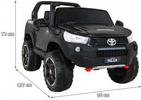 Carro elétrico para Crianças Toyota Hilux 12V, 4x4 Rodas Espuma EVA, Assento couro ecológico Preta