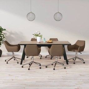 vidaXL Cadeiras de jantar giratórias 6 pcs tecido castanho