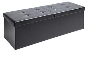 Banco arrumação 115x38x38 cm com tampa articulada preto