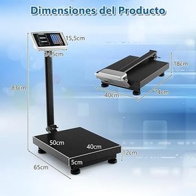 Balança industrial digital computadorizada de 300 kg Balança de plataforma com calculadora de preço Ecrã LED transparente Preta