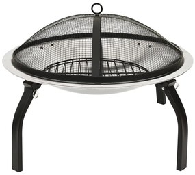 Braseira e barbecue 2-em-1 com atiçador 56x56x49 cm aço inox.