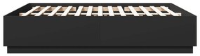 Estrutura cama c/ luzes LED 200x200cm derivados madeira preto