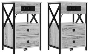 Armário de Cabeceira 2 pcs Sonoma cinzento 40 x 31 x 60 cm