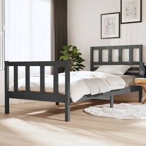 vidaXL Estrutura de cama 100x200 cm madeira maciça cinzento