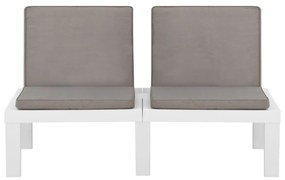 6 pcs conjunto lounge de jardim c/ almofadões plástico branco