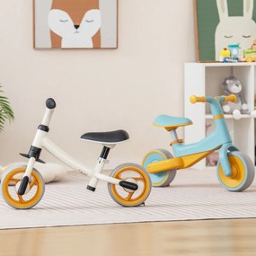 Bicicleta de equilíbrio sem pedais para bebés de 18 a 48 meses Bicicleta infantil de 2 rodas assento ajustável em altura 67 x 33 x 48 cm branco