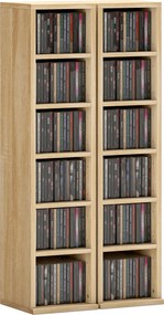 Conjunto 2 Móveis Porta-CD com Prateleiras Ajustáveis para 204 CD em Madeira 21x22,5x88,5 cm Carvalho