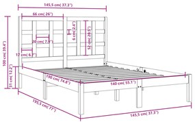 Estrutura de cama 140x190 cm madeira maciça preto