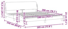 Cama sem colchão 180x200 cm tecido castanho-acinzentado
