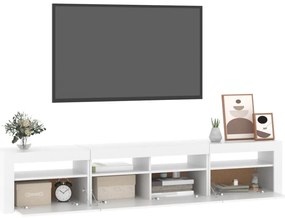 Móvel de TV com luzes LED 210x35x40 cm branco