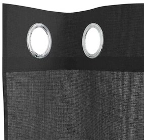 Cortinas de voile com ilhós 2 pcs preto 140x245 cm