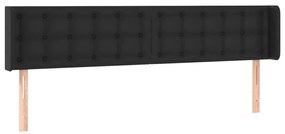 Cabeceira de cama c/ LED couro artificial 183x16x78/88 cm preto