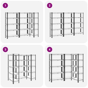 Prateleiras de armazenamento de 5 camadas 3 pcs aço prateado